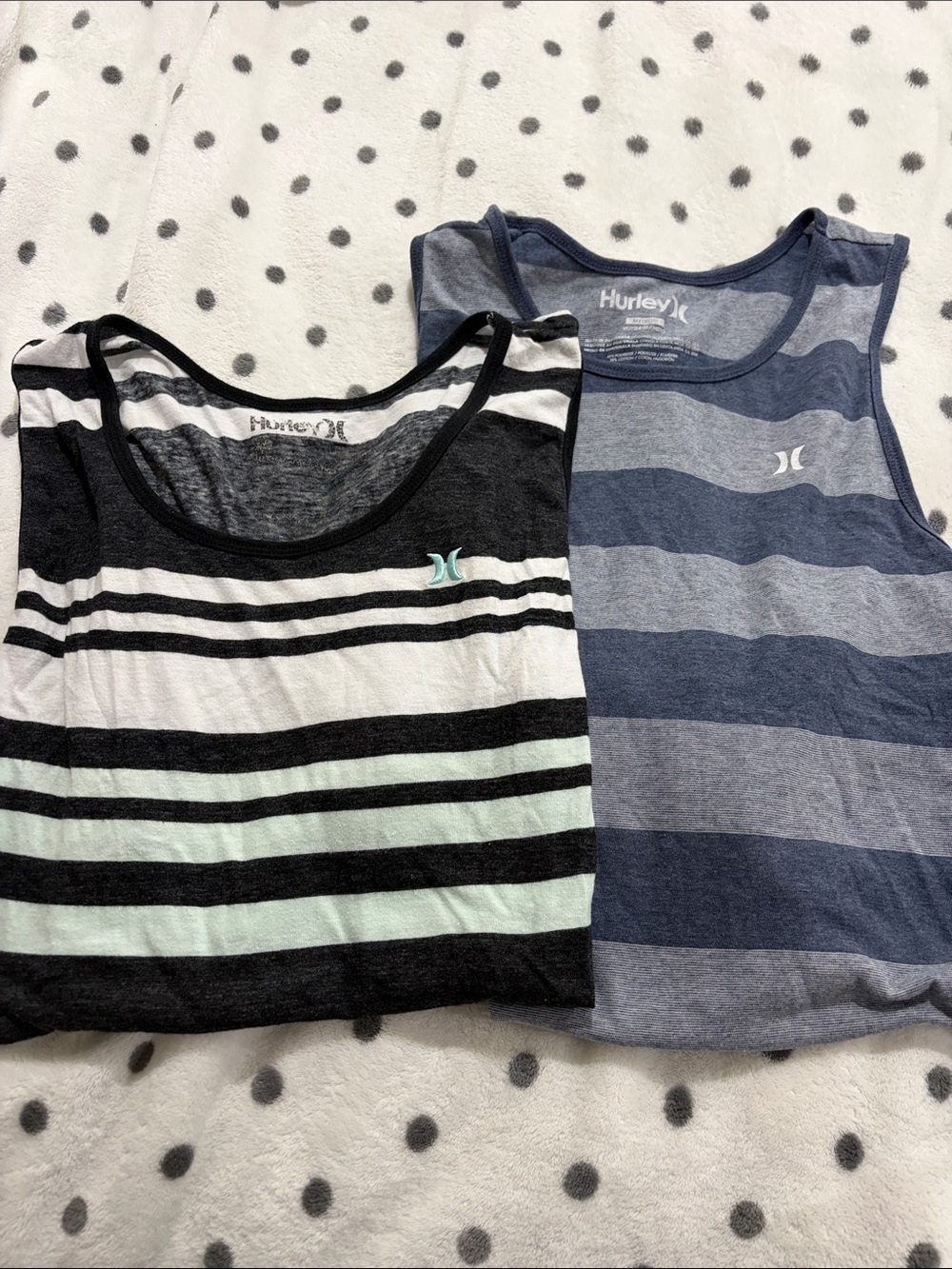 (2) Hurley mens Striped Tank Tops - medium & large